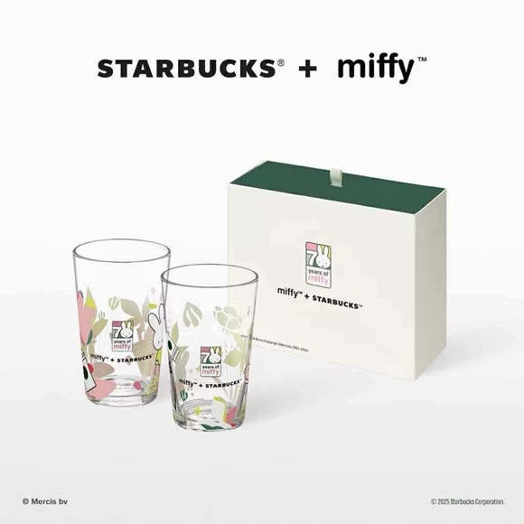 Starbucks Other - Starbucks Miffy Floral Glass Duo